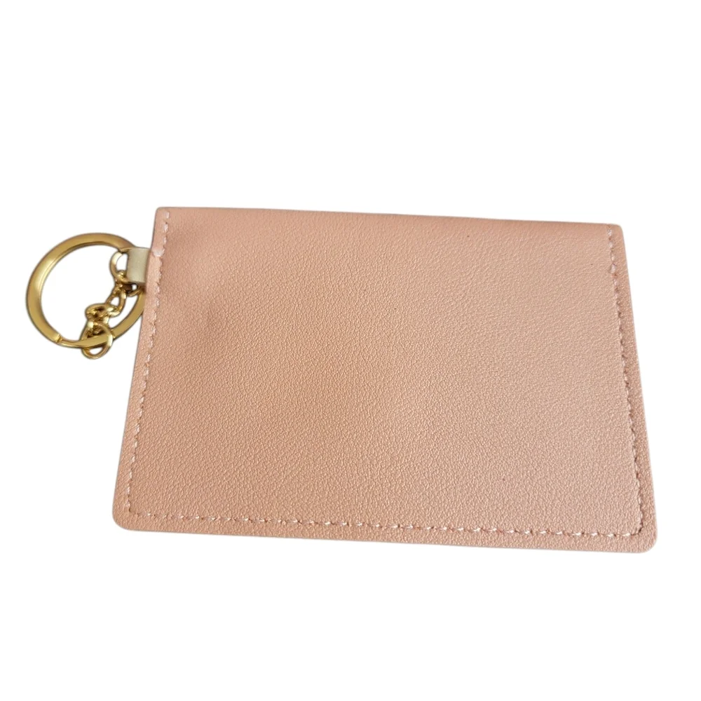 Pink and Cream Card Holder Keychain